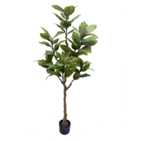 Arbre artificiel en plastique écologique de 120 cm de haut, feuillage varié réaliste vert et jaune, plante artificielle en pot pour villa et hôtel