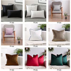 Custom Size Black White Velvet Pillow With Piping Wholesale Soft <b>Throw</b> Cushion <b>Cover</b> for <b>Sofa</b> Bedroom Home Decor - Product Image 3