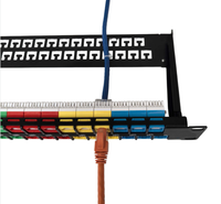 Panel Patch Modular Cat6 48 Port 19 Inch 1U RJ45 8P8C, Jack Keystone Jaringan Cat6 UTP Berlapis Emas, Panel Patch Rak