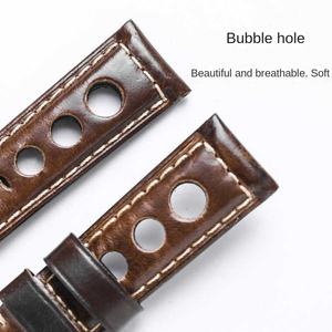 Bracelet de montre en cuir véritable Crazy Horse de haute qualité pour montres de 20 mm, 22 mm, 24 mm, respirant, imperméable, style rallye - Product Image 4
