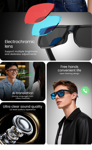 Gafas Inteligentes E05C con <span class=keywords><strong>Lentes</strong></span> Electrocrómicas de <span class=keywords><strong>4</strong></span> Niveles, TR90, 38g, BT 5.<span class=keywords><strong>4</strong></span>, Diseño de Tubo de Sonido, Reducción de Ruido, Aptas para Conducir - Product Image 5