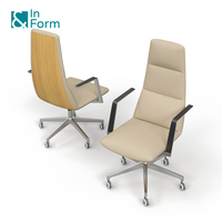 Chaise de bureau de direction de luxe à dossier haut en cuir PU véritable, pivotante, avec accoudoirs à roulettes, anti-usure, pour salle de réunion, bureau, patron, manager, cadre