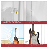 Étui de guitare acoustique en plexiglas avec miroir, anti-poussière, vitrine pour instruments de musique, armoire pour guitare électrique autographiée
