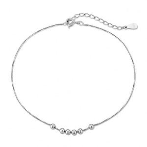 Tobilleras de Plata de Ley 925 con Baño de Rodio Dylam, Diseño Minimalista, Joyería Fina para Mujer, con Cuentas - Product Image 1