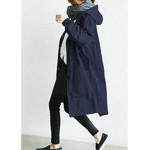<span class=keywords><strong>Trench</strong></span> Coat Lungo da <span class=keywords><strong>Donna</strong></span> Casual Autunnale con Cappuccio a Maniche Lunghe Tinta Unita, Cardigan Antivento Ampio - Product Image 6