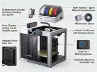 Printer 3D QIDI Q2C Combo Kecepatan Tinggi Multi-Warna CoreXY Kelas Komersial Auto Leveling Presisi Tinggi Kit Printer DIY