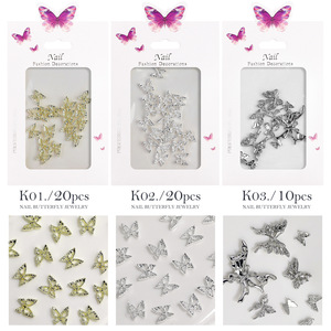 ชุดตกแต่งเล็บ 20 ชิ้น หรูหรา 3 มิติ โลหะผสมรูปผีเสื้อ สำหรับตกแต่งเล็บ DIY - Product Image 3
