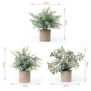 Yiwu Manufacturer Craft Potted Artificial Evergreen Plant 25x25cm <b>Plastic</b> <b>Table</b> Top Decorations for Home Hotel Back School - Product Image 5