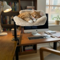 Lit pour chat réglable et rotatif à fixer au bureau, perchoir surélevé, pince antidérapante stable, siège en peluche douce pour chat, pour le bureau et la maison