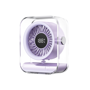 Ventilateur de table à turbine haute vitesse silencieux, design suspendu 3D, circulation d'air froid, affichage numérique, haute technologie, de bureau, à batterie, en plastique - Product Image 3