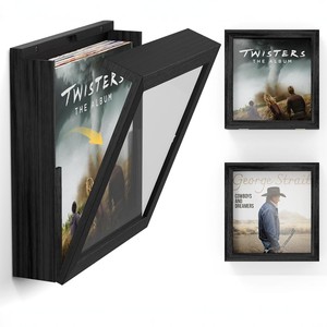 New cross-border product: Wooden <b>wall</b>-mounted <b>vinyl</b> record storage box, record rack, creative mail, newspaper, and photo frame. - Product Image 1