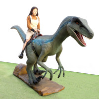 Dinosaure Velociraptor Animatronique à Télécommande, à Monnayeur, avec Peau en Silicone et Châssis en Acier, pour Parc d'Aventures Thème Rugissement