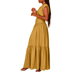 فستان متوسط الطول من الكتان القطني للسيدات أنيق عالي الجودة طويل مع نمط مكتب بلا أكمام Y2K للخريف - Product Image 2