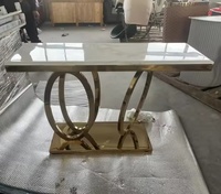Table de console de luxe en acier inoxydable avec plateau en marbre pour hall d'entrée, table de contrôle, table d'entrée, table pour la famille, meubles d'hôtel, salon