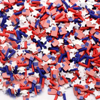 500g/Lot Potongan Bendera Nasional Non-Material Campuran Biru Perak Bintang Konfeti Taburan Payet untuk Kerajinan Dekorasi Slime DIY