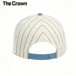 Custom Logo Pinstripe 6 Panel Structured Snapback Hat Wholesale Bulk Two Tone <b>Flat</b> Brim <b>Cap</b> With Woven Patch Manufacturer - Product Image 2