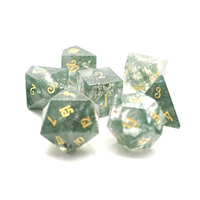 Ensemble de dés en pierre naturelle de mousse de haute qualité, 7 pièces, dés Dnd, dés polyédriques verts pour jeu de table, cadeau RPG