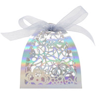 Boîte à dragées de remerciement pour mariage de style européen, qualité export, ruban pour fête d'anniversaire, papier nacré de qualité alimentaire
