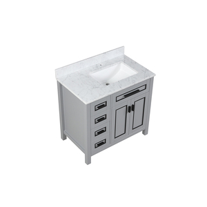 Meuble-lavabo moderne haut de gamme autoportant de 36 pouces avec vasque en céramique et caractéristiques résistantes à l'eau - Product Image 4