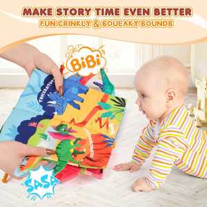 Livre en tissu pour le temps sur le ventre pour bébé de 0 à 6 mois, de 6 à 12 mois, livre sensoriel tactile et froissé avec anneau de dentition pour tout-petit - Product Image 6