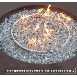 <span class=keywords><strong>Cheminée</strong></span> extérieure de forme ronde marron béton de 34 po avec pare-vent en verre pour foyer - Product Image 5
