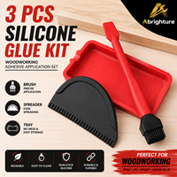 Kit de colle silicone 3 pièces pour le travail du bois – Ensemble d'application avec pinceau, spatule, plateau et racloir – Outils de colle à bois réutilisables et faciles à nettoyer