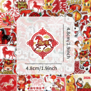 Autocollants créatifs de l'année du cheval 2026, motif poney de dessin animé, cadeau pour enfants, récompense, carnet de notes du Nouvel An chinois, Festival du Printemps - Product Image 2