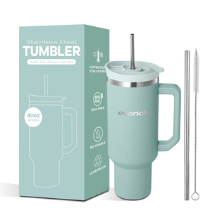 Özel logo 2024 yeni sıcak seyahat kupa 40oz paslanmaz çelik kulplu fincan ve pipetli bardak - Product Image 1