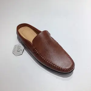 Zapatillas de cuero para hombre, mocasines informales, sin espalda, para fiesta, 2022