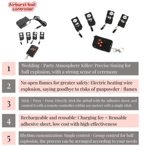 1 Telecomando per 4 <span class=keywords><strong>Blaster</strong></span> di Palloncini, Controllo Wireless Ricaricabile con Patch Autoadesive - Product Image 5