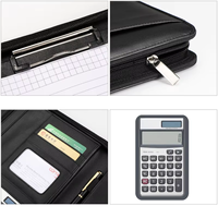 Portafolio Multifuncional A4 Personalizado de Cuero PU con Calculadora y Cierre, con Logotipo Personalizado