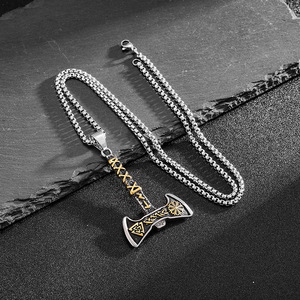 Viking axe สร้อยคอจี้สแตนเลสผู้ชายสไตล์นอร์ดิกของขวัญเครื่องประดับออกแบบเรขาคณิต DZ113B - Product Image 4
