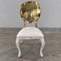 Chaise de banquet ovale en acier inoxydable doré avec nœud diamanté et assise en PU pour mariage – Vente en gros