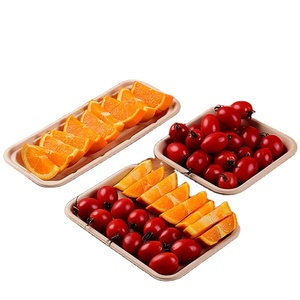 Bandejas Biodegradables <span class=keywords><strong>BIOPACK</strong></span> Tray48 de Bagazo de Caña de Azúcar para Alimentos, Carne, Verduras, Frutas, Uso en Fiestas, con Tamaño y Logotipo Personalizados - Product Image 1