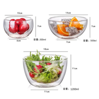 Offre Spéciale – Bols à Salade et Bols à Soupe en Verre Double Paroi Poli Écologique Transparent pour la Maison, la Cuisine et la Restauration