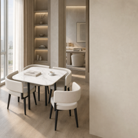Table et chaises de salle à manger rondes en dalle de roche, style minimaliste italien de luxe léger, pour petits appartements