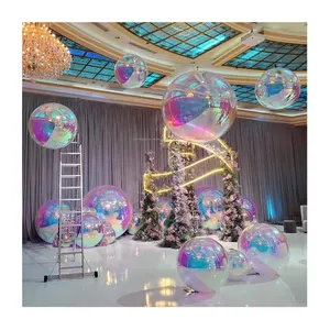 Événement décor miroir disco fête boule métallique décoration argent pvc ballons pour scène mariage discothèque gonflable miroir boule