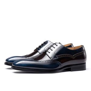 2025 último modelo de zapatos de cuero de hombre de moda formales de negocios planos con cordones personalizados de gama alta - Product Image 2