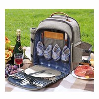 Ensemble panier de pique-nique isotherme personnalisé, réutilisable, écologique, imperméable, pour 4 personnes, avec sac à vin et sac isotherme, pour les voyages en plein air