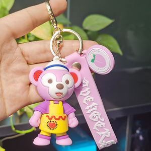 Venta al por mayor Duffy Bear botón de llave de goma suave originalidad llavero de PVC con colgante de epoxi encantador regalo original artículos puntuales - Product Image 3