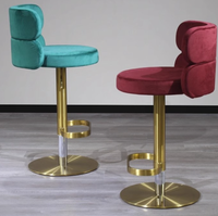 Chaise de bar pivotante et relevable en acier inoxydable de style italien avec dossier, tabouret de bar de luxe léger