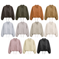 Blouson bomber court en similicuir PU pour femme, coupe-vent uni, idéal pour l'automne et le streetwear