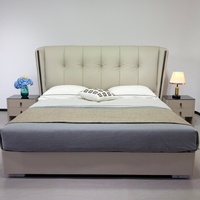 Cadre de lit en cuir Channel avec tête de lit capitonnée, lit plateforme moderne, ensemble de meubles de chambre à coucher taille King Queen