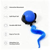 Jouet interactif automatique en silicone avec lumière LED, boule en peluche en forme de queue de verme, design simple pour chats d'intérieur - Divertissement et exercice quotidiens