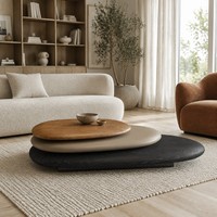 Table basse rotative Evelyn en bois de noyer pour salon, mobilier simple et créatif, table à thé pour recevoir des invités
