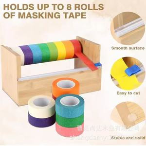 Porta cintas de madera para escritorio, cortador de cinta adhesiva doméstico, herramienta de corte de cinta de madera, cortador de cinta de bambú - Product Image 4