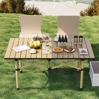Ensemble de table et de chaises pliantes pour repas en plein air, design Egg Roll portable, camping et pique-nique, acier au carbone moderne