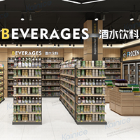 Étagère de présentation double personnalisée Kainice pour magasin de détail, gondole métallique, étagère de supermarché