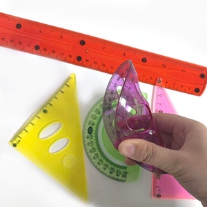 Nuevos Productos, Juego de Reglas de Geometría de Plástico Transparente Flexible y Resistente a los Golpes de 12 Pulgadas, Multicolor, 5 Piezas, Juego de Reglas Suaves de 5 Piezas - Product Image 4
