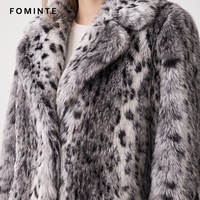 Manteau en fausse fourrure pour femme, imprimé léopard des neiges, chaud et épais, mi-long, élégant, en stock